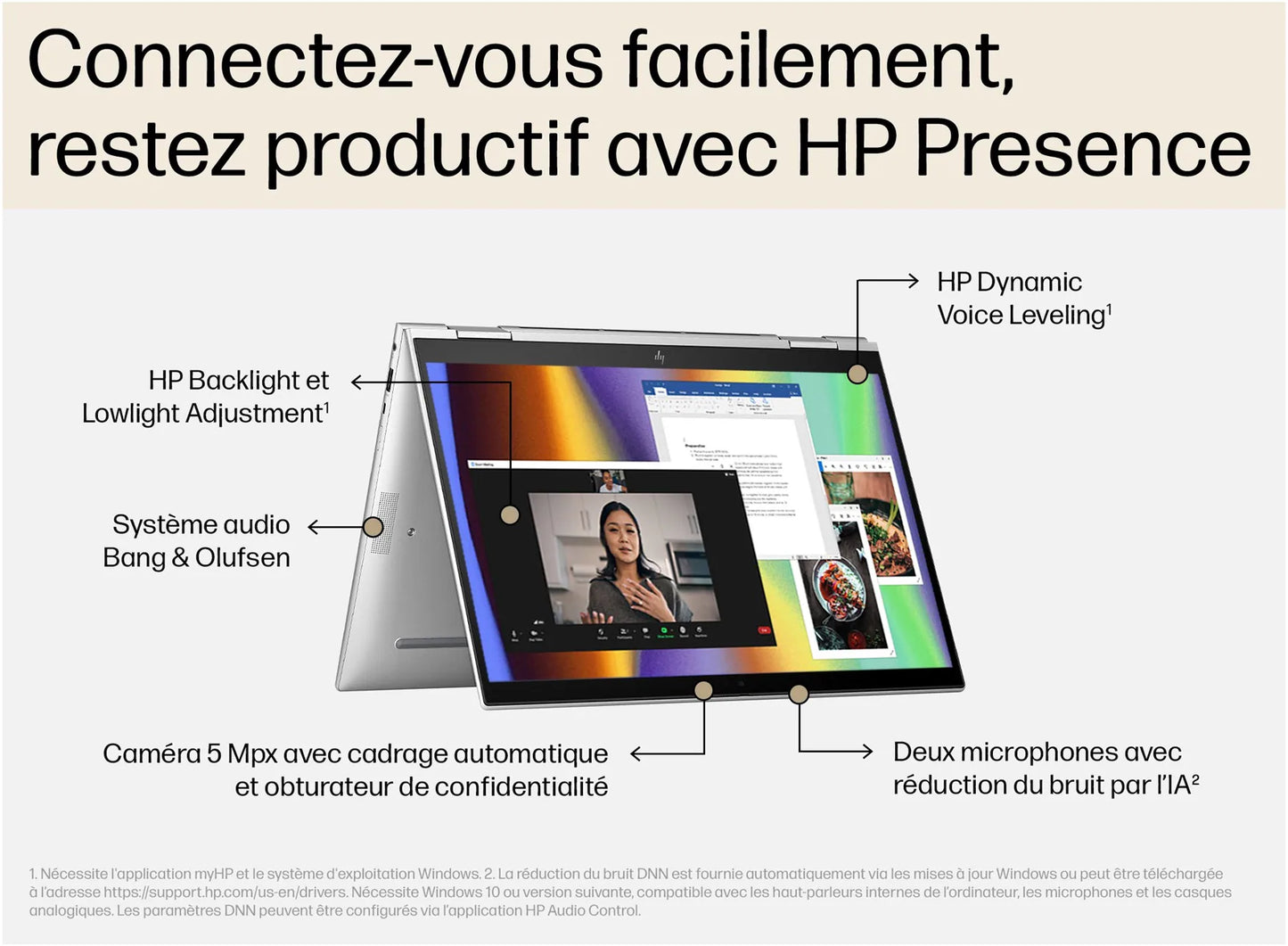 HP EliteBook x360 830 G10 13,3" - Intel Core i5-1335U - 512 Go SSD - 16 Go RAM - Windows 11 Pro - NEUF